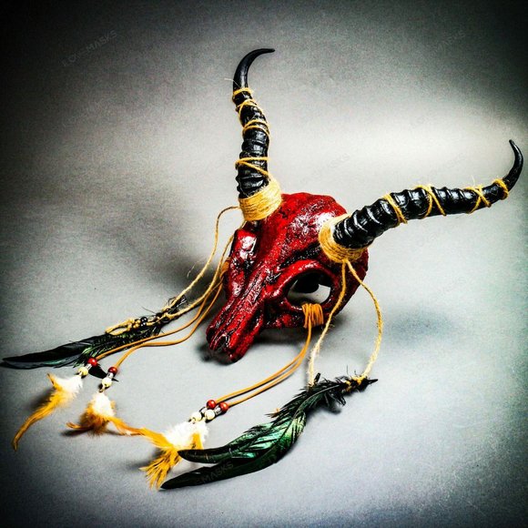 Antelope Costume Devil Animal Skull w/ Impala Horn - Picture 1 of 8